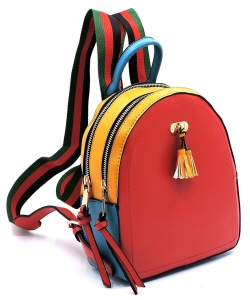 Colorblock Canvas Stripe Backpack SS2718 RED